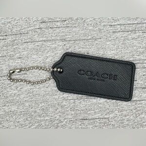 Coach Black Leather Hangtag with Silver (or Gold) Chain - Measures Aprox. 2.5”